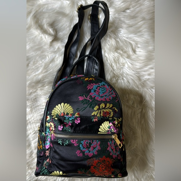Charlotte Russe Black Satin Floral Mini Backpack Y2K EUC Colorful - Picture 4 of 6